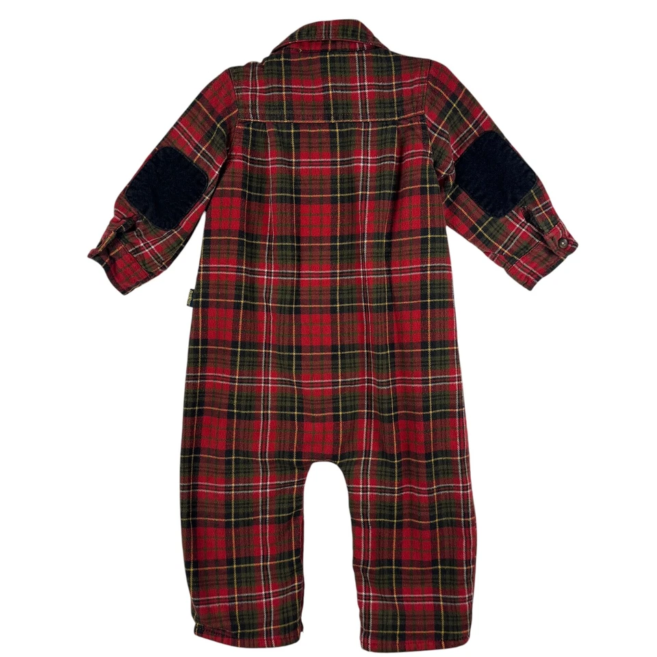 OshKosh клетку фланель цельный комбинезон комбинезон наряд 18 месяцев локоть нашивки - Изображение 2 из 4