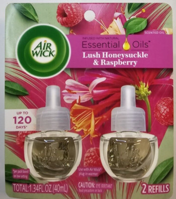 LOT OF 3 Air Wick Essential Oils Refill Lush Honeysuckle Raspberry