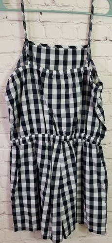 Cisono Juniors Girl size Large L Romper Navy Blue Pull On Gingham Checked Outfit - Picture 6 of 7