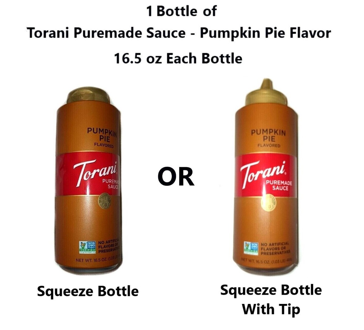 Bottle of Torani Puremade Sauce Pumpkin Pie Flavor, oz