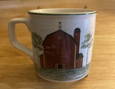Prairie Tienshan Stoneware Coffee Mug Cup Red Barn Silo Green Trees