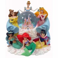 Disney Parks Princess Around The Castle Musical Snow Globe With Box Disney Parks Princess Around The Castle Musical Snow Globe With Box