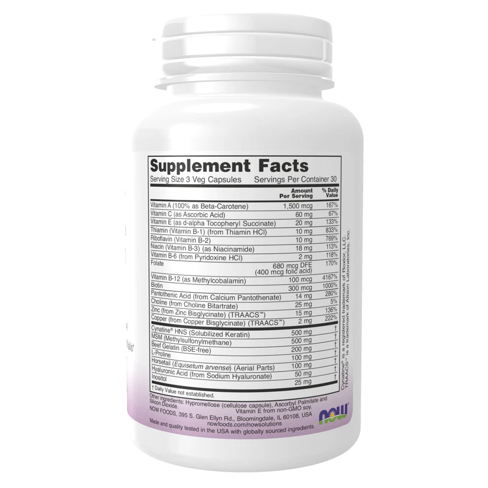 NOW FOODS Hair Skin & Nails 90 Veg Capsules - Image 2 of 4