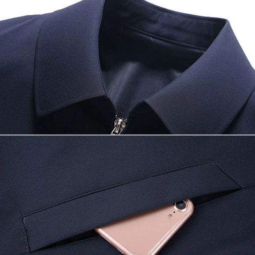 Men Turn-down Collar Coat Jackets Tops Business Autumn Spring Zipper Outwear - Bild 7 von 21