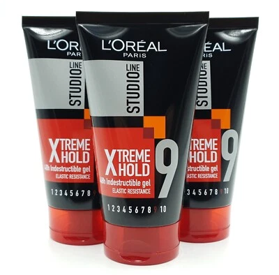 L'OREAL PARIS STUDIOLINE XTREME HOLD HAIR GEL ELASTIC RESISTANCE 150ML 3 PACK