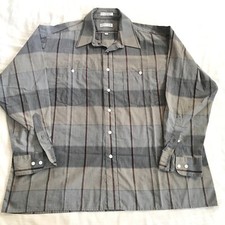PIERRE CARDIN mens plaid dress shirt XL 50 chest pockets, long sleeve