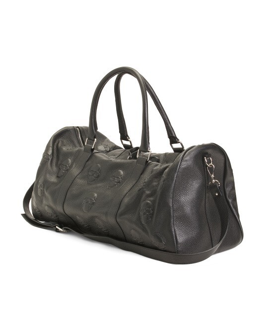 New IOpelle Embossed Skull Leather Duffle Luggage Bag ~ Made  display picture 3