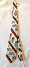 Vintage 1970's Montgomery Ward Neck Tie Brown Stripe gray disco from Italy 70's