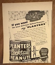 1948 Planter’s Cocktail Peanuts Delicious Salted Mr Peanut Monocle 40s Print Ad