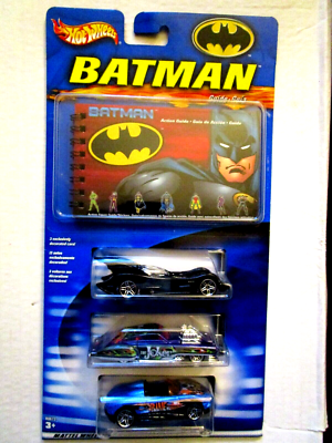 Hot Wheels Batman 3 Car Set With Guide B 0672 NRFP MINT 2003 for 