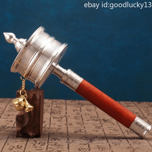 24cm Customize Microfilm sutra Copper Hand turn Prayer Wheel Tibet Praying Wheel - Picture 5 of 5
