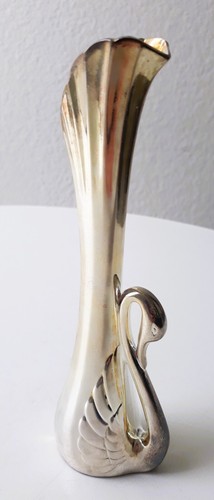 Vintage versilberte SCHWAN VASE Art Deco Stil im Schwanen-Design