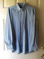 MEN'S CHAPS LONG SLEEEVE GRAY STRIPED SHIRT SIZE 16-16 1/2 34/35 LARGE  PREOWNED