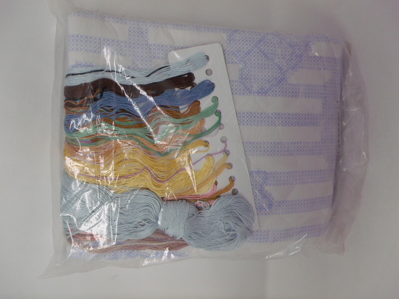 Tobin Baby UNDER THE COVERS Bears Stamped Cross Stitch Baby Quilt Kit  34" x 43"