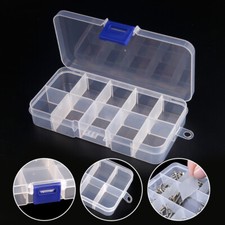 4X Transparent 10 Compartment Plastic Organizer Storage Box Removable Divider