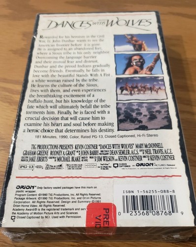 Dances with Wolves Sealed (VHS, 1991) - Foto 2 di 3