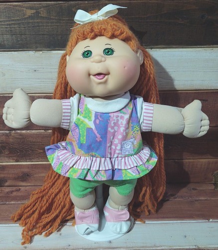 Cabbage patch kid Custom Re-root reroot baby girl doll red hair green eye - Picture 3 of 4