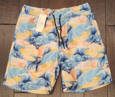 NEW Surfside Supply Co. Men's Small Rainbow Yellow Abstract Swim Trunks