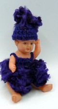 Vintage 1930s German Celluloid 5.5" FLAPPER GIRL DOLL Dollhouse Miniature Japan