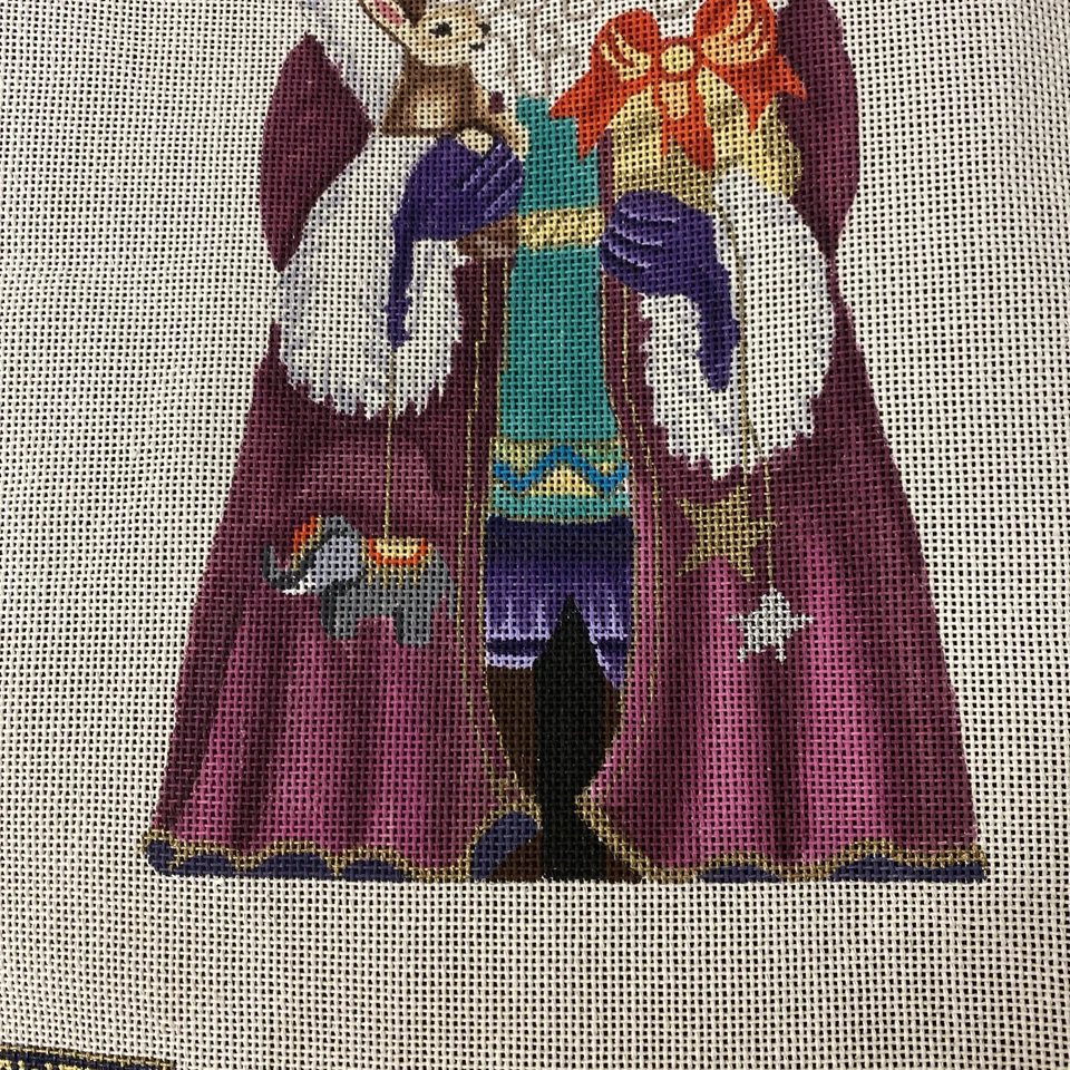 Punta de aguja pintada a mano Amanda Lawford Santa con juguetes animales regalo lona 6034 Foto 3 de 4