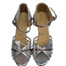 Dance and Sway Silver Latin Heels Size 7 4  Slim Heel Ballroom Salsa Shoes