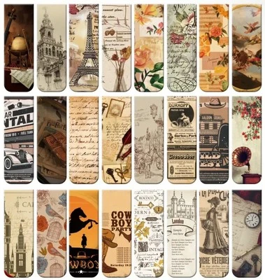 Set Of 4 Vintage Old Style Magnetic Bookmarks Great For Adults And Kids Bookworm