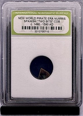 New World Pirate Era Spanish Bronze Nummis Spanish TWO BITE COB c. 1490 - 1590AD