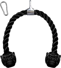 Trained Tricep Rope Pull Down Cable Gorilla Gripz, 27 Inch Rope Length, Easy to