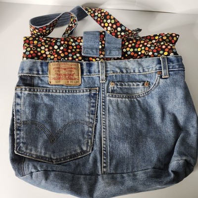 Levis Booty Bag Unique Hand Made Handbag Purse  Jeans Bag Pokadot  Well Made 