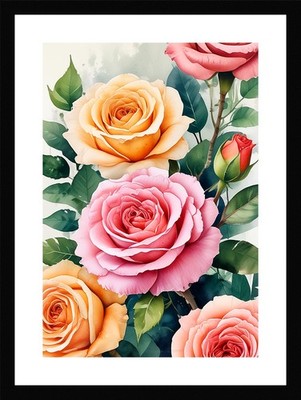 Modern Roses Framed Wall Art Poster Canvas Print Picture