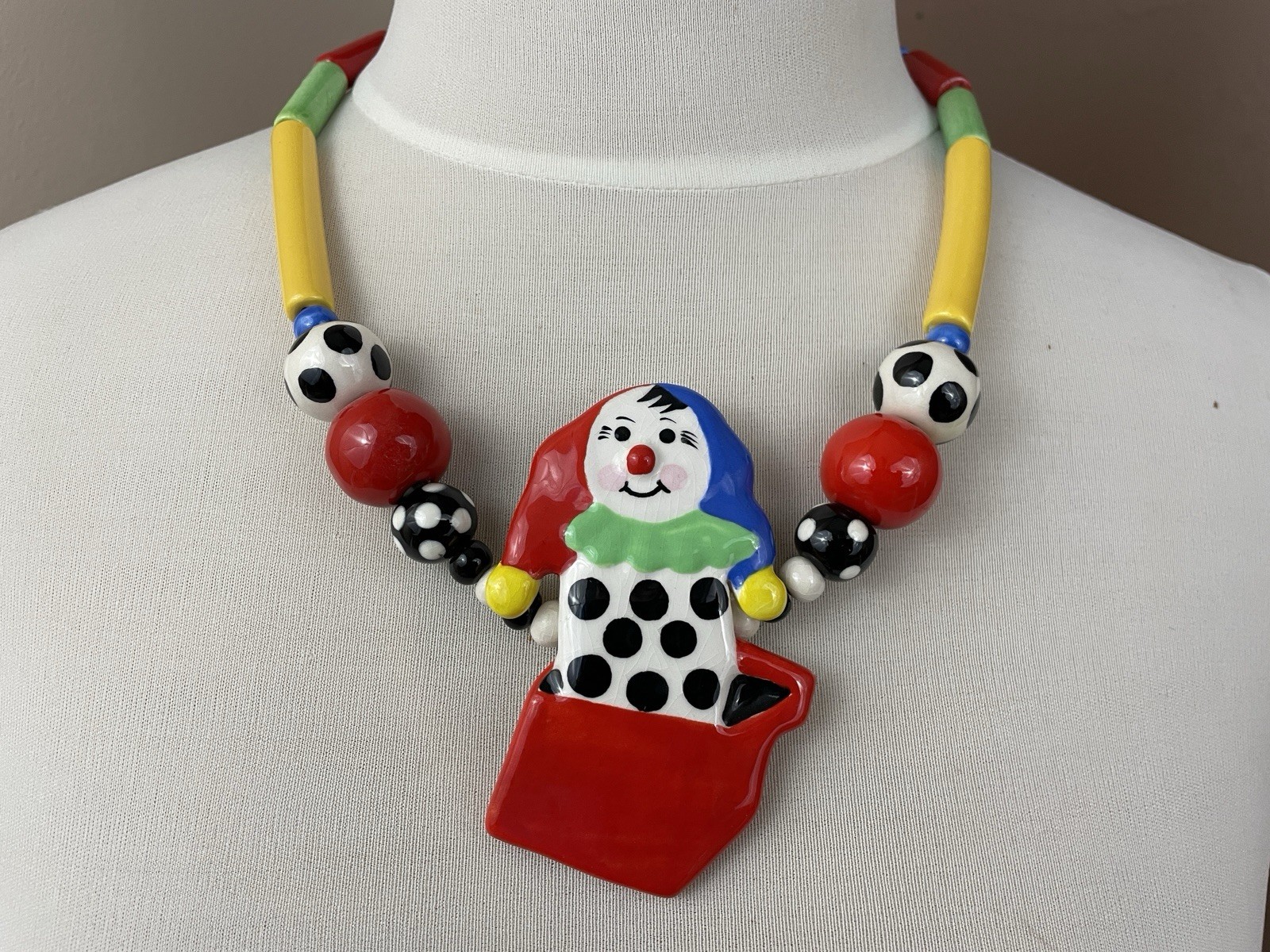 Ruby Z Candace Loheed Ceramic Clown Necklace Some… - image 17