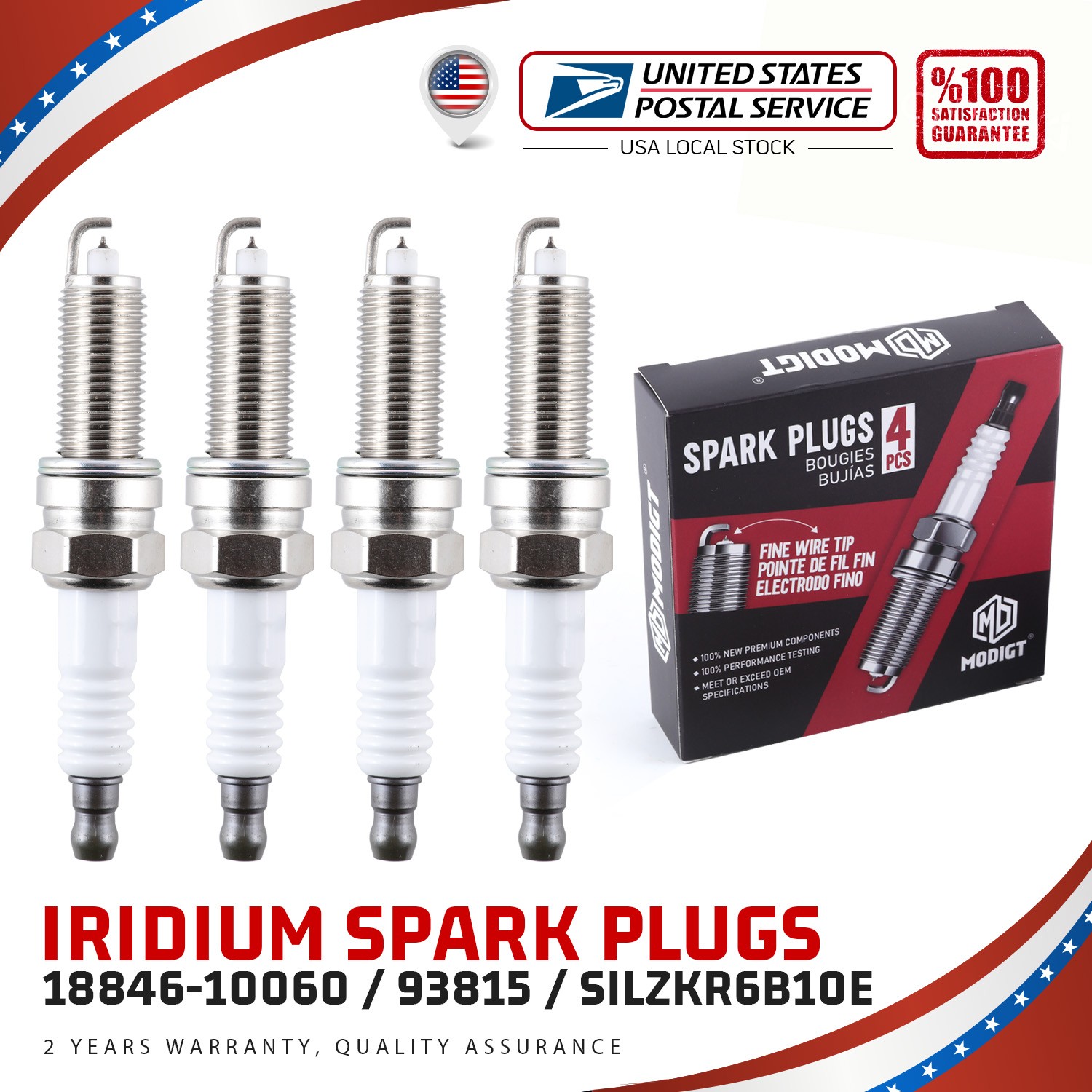 New 4PCS 18846-10060 93815 Spark Plugs For Hyundai ACCENT KIA RIO SOUL VELOSTER