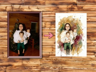Photo to Watercolor Painting 5''x7'' Print on Matte Paper | Custom Art Gift
