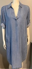 Anne Taylor Loft Chambray Casual Shirt-Dress, Size Large Pre-Owned