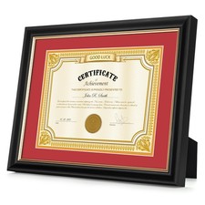 11x14 Black Finish Solid Wood Diploma Frame   Displays 8.5x11 Certificate wit...