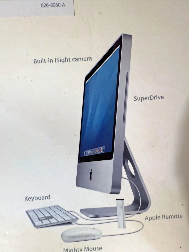Apple iMac 20-inch Core 2 Duo 2.4GHz 4GB RAM 1 TB HDD;Mouse;Kbd;Remote;Orig Box. - Image 2 of 4