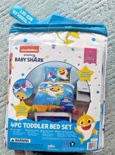 4 pc Nickelodeon Pink Fong Baby Shark Toddler Bed Set NEW IN PACKAGE