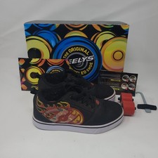Heelys Boys Kids Youth 1 Black Red Flames Wheels Shoes Sneakers Rolling With Box