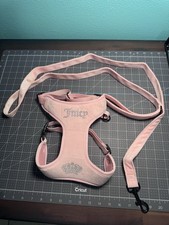 Juicy Couture Pet 6 Ft Velour Dog Leash  Bedazzled Harness SIZE L Baby Pink