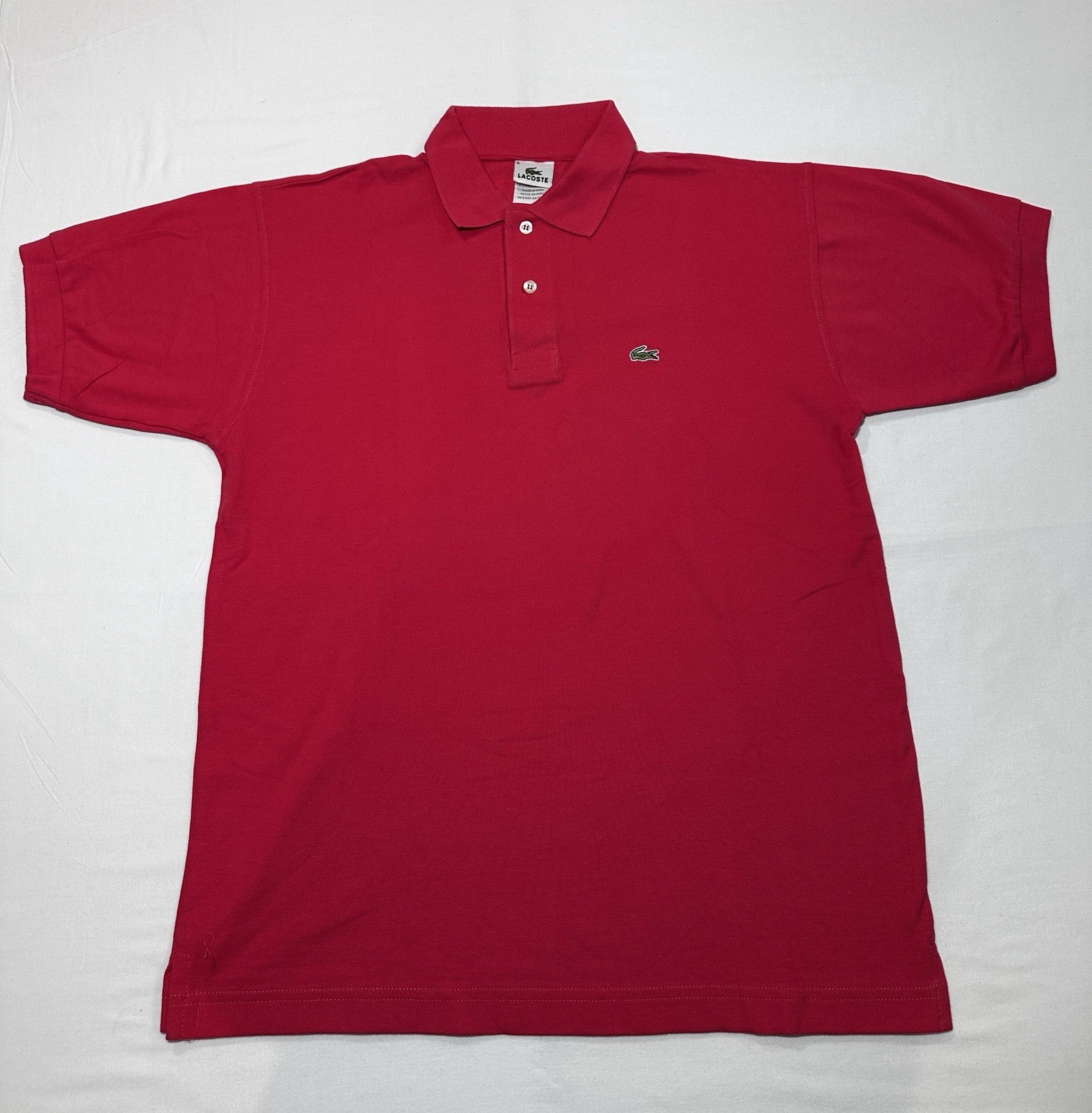 LACOSTE Men's Pink Short Sleeve Polo Shirt Size 6 Button Front Logo