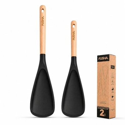Silicone Spoon Spatula Set, 2-Piece Kitchen Spatula Set, Nonstick-Safe Spoonu...