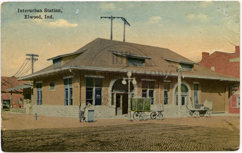 Interurban Station - Elwood, Indiana Union Traction Company vintage postcard