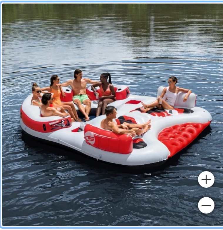 Tobin Sports 7 People Seas the Day Inflatable Island with Sunshade Backrest