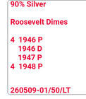 90 % Silver  10. 1940s.           Roosevelt Dimes — photo 3
