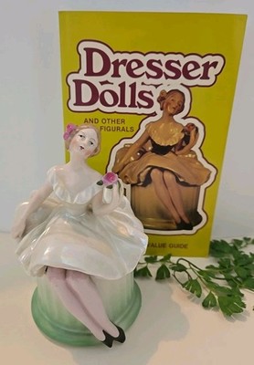 Vintage Dresser Doll Powder/Trinket Box marked GERMANY with Reference Book