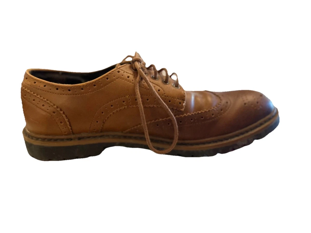Marc Anthony Mens 10.5 Tan Leather Wingtip Brogue Lug Sole Oxford Dark Academia Marc Anthony Brown Dress Shoes for Men for sale | eBay main image 3