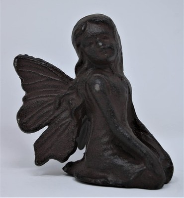 Korier Kneeling Cast Iron Fairy Angel Garden Statue Pixie Home Decor