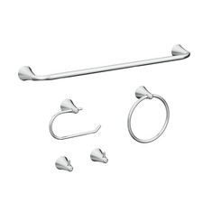 PIERCETON Collection, 5-Piece Bathroom Hardware Set, Towel Ring, Adjustable E...
