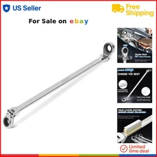 14-15mm Chrome Vanadium Steel Ratcheting Wrench Set Long  Double Box End