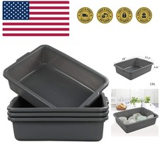 4-Pack Bus Tubs, Commercial Tote Box, Plastic Bus Box 13 L Capacity, Grey
